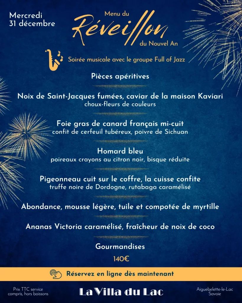 New Year's Eve menu December 31, 2025