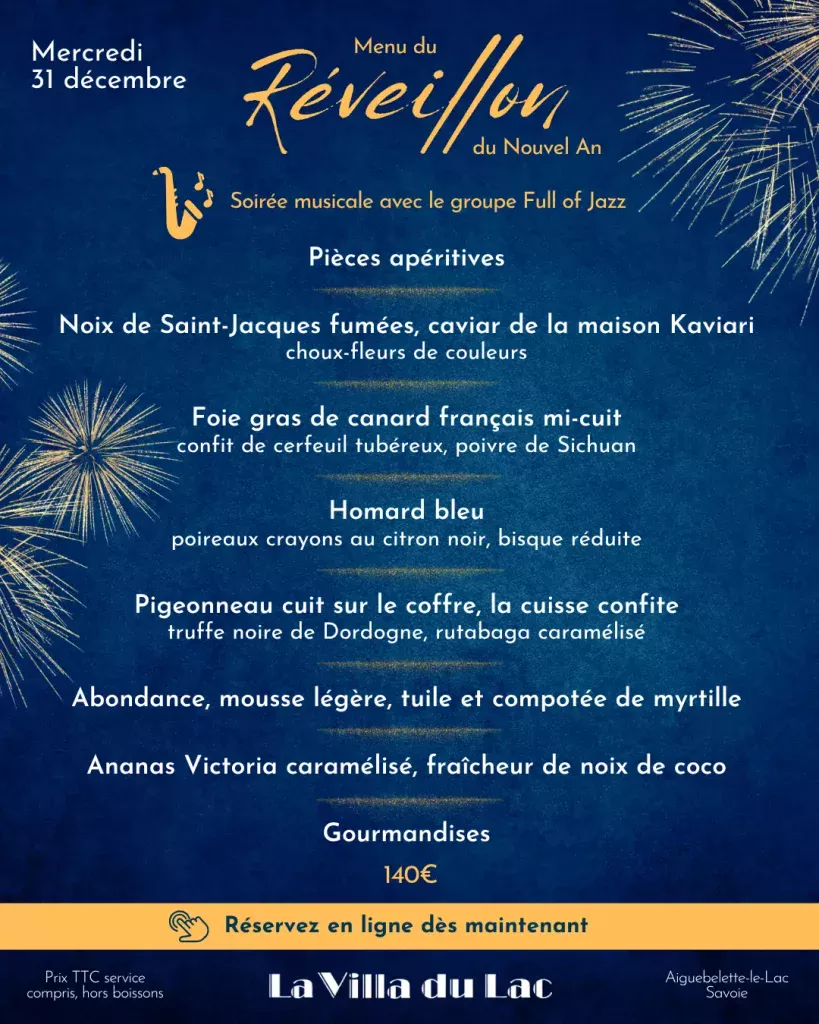 New Year's Eve menu December 31, 2025