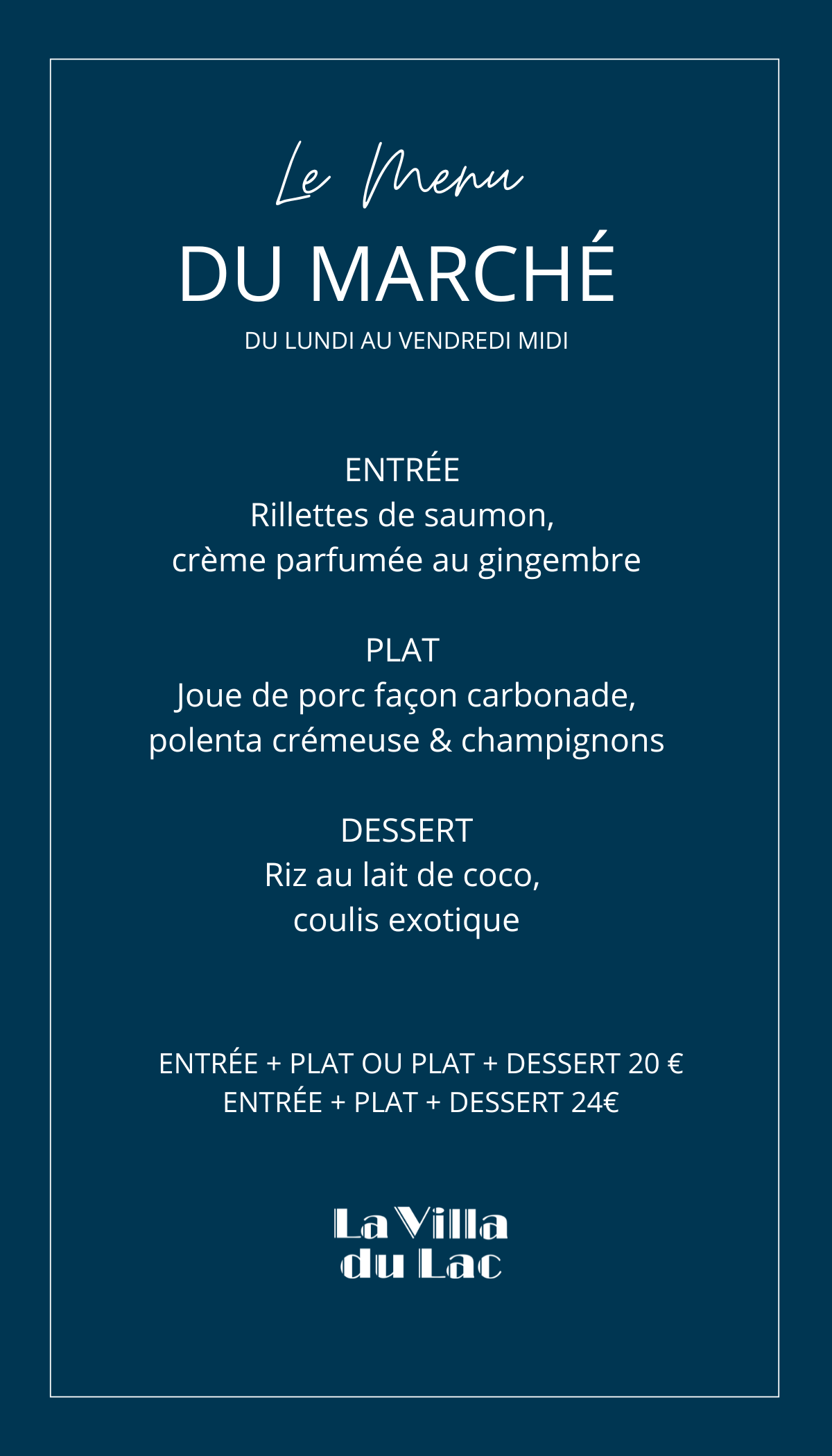 MENU DU MARCHE SITE INTERNET