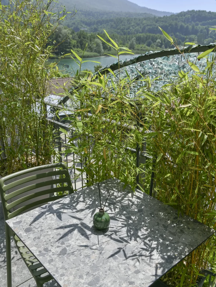 Room 21, balcony, view of Lake Aiguebelette, Savoie rental